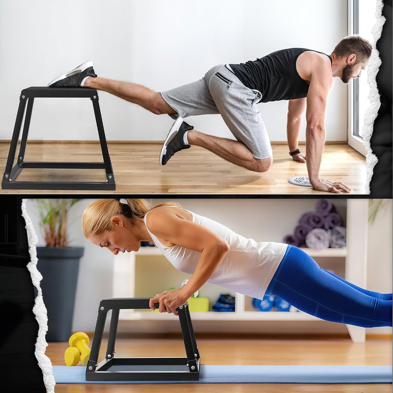 Plyometric Jump Box Set - Heavy Duty Steel Plyo Box for Home Gym | 12/18/24 Inch Anti-Slip Platform