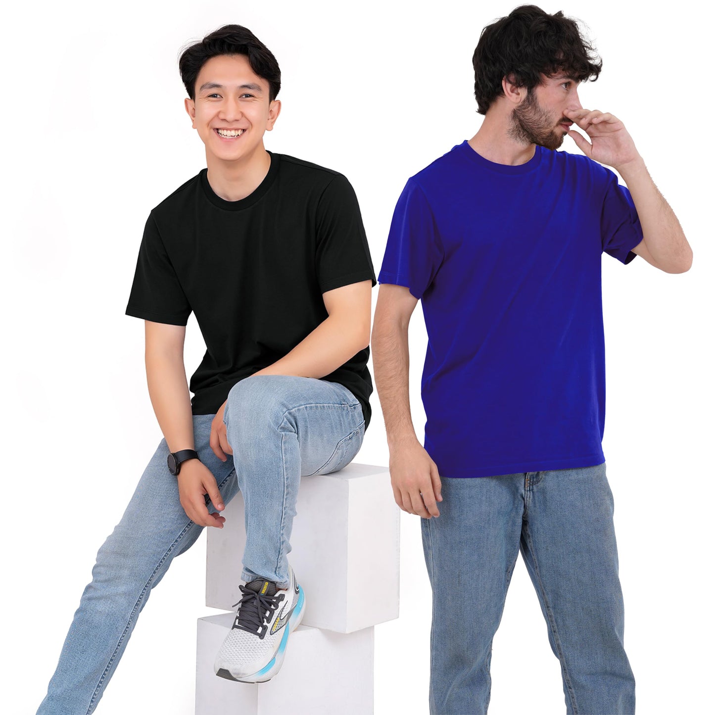 SoftSpun Men's Cotton T-Shirts Multipack - Pack6 [Dark Collection] - 6 Count - M, XS - Crew Neck, Short Sleeve - Regular Fit - All Seasons - Casual, Work, Gym - Made in The USA