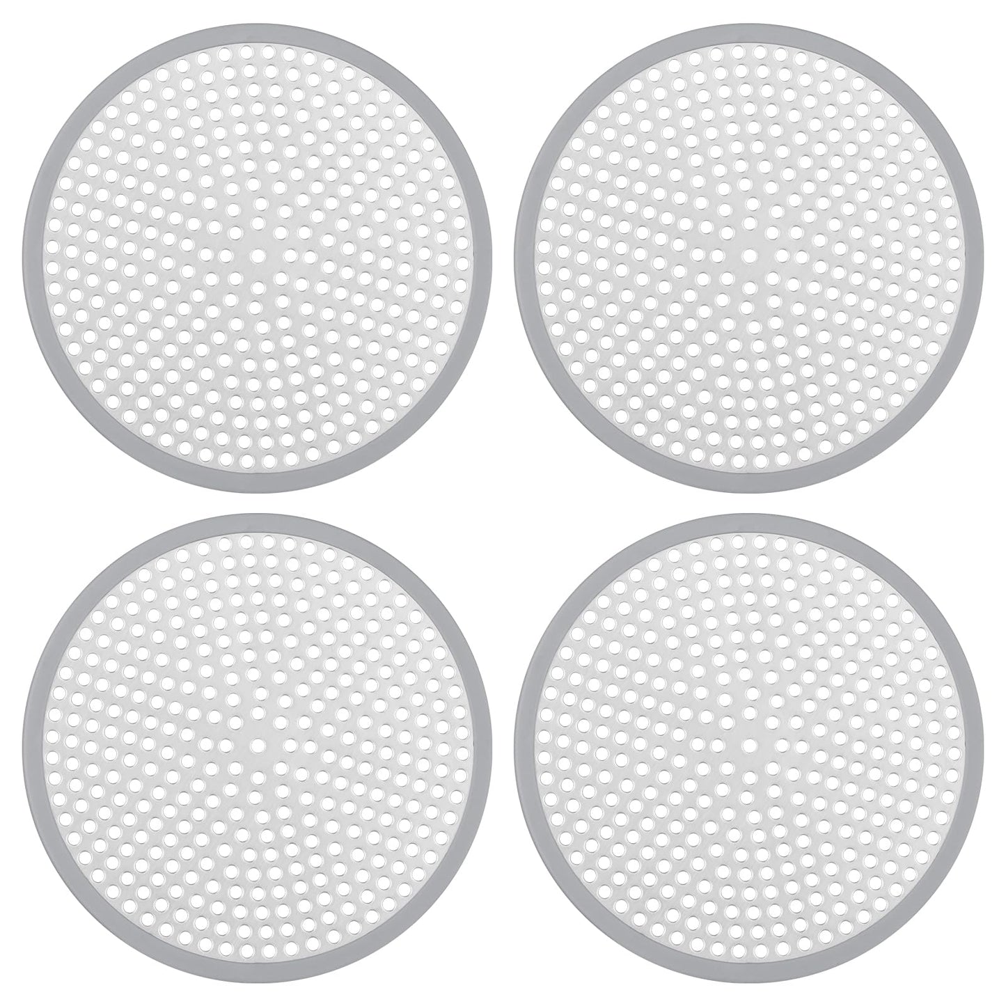 Ohtomber Shower Drain Hair Catcher - 2PCS 4.72” Shower Stall Sink Drain Cover Strainer, Stainless Steel Bathtub Hair Filter Trap Stopper, Bathroom Floor Screen Protector with Silicone Rim