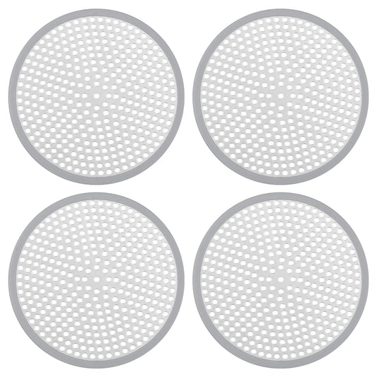 Ohtomber Shower Drain Hair Catcher - 2PCS 4.72” Shower Stall Sink Drain Cover Strainer, Stainless Steel Bathtub Hair Filter Trap Stopper, Bathroom Floor Screen Protector with Silicone Rim
