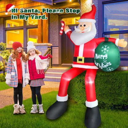 8FT Inflatable Sitting Santa Claus Christmas Outdoor Decorations, Blow Up Santa Claus with Gift Bag Sitting on Roof Wall Tree Chair, Xmas Outdoor/Indoor Decorations for Street House Patio Bench Shrubs