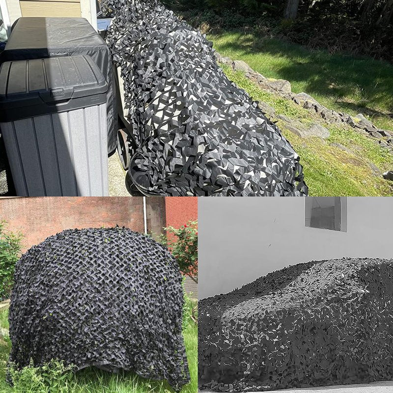 Yeacool Light Weight Camo Netting Camouflage Netting Burlap Camo Tarp Party Decor for Birthday Dinosaur Theme Outdoor Sunshade (Black, 16.4ftx4.9ft, 5m*1.5m)