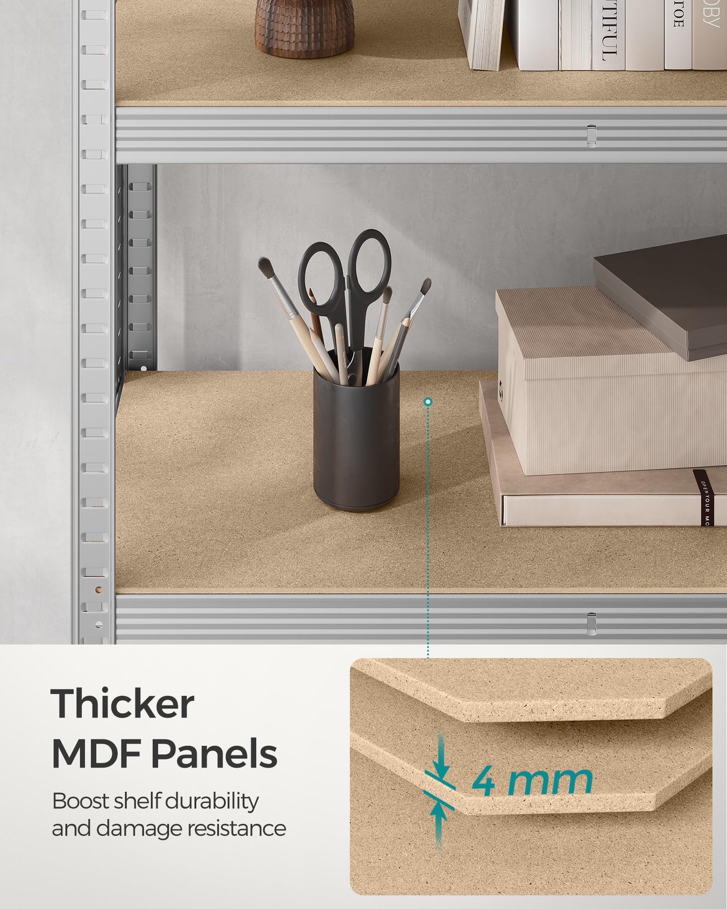 SONGMICS 5-Tier Heavy-Duty Shelving Units, Set of 2 Steel Shelving Units for Storage, Boltless Assembly, for Garage, Shed, Load Capacity 875 kg, 40 x 90 x 180 cm, Silver GLR040E02