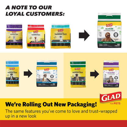 Glad for Pets Black Charcoal Puppy Pads, 23"x23" Disposable Pee Pad That Absorbs & Neutralizes Urine Instantly, Activated Carbon Training Pads For Dogs - 100 Count