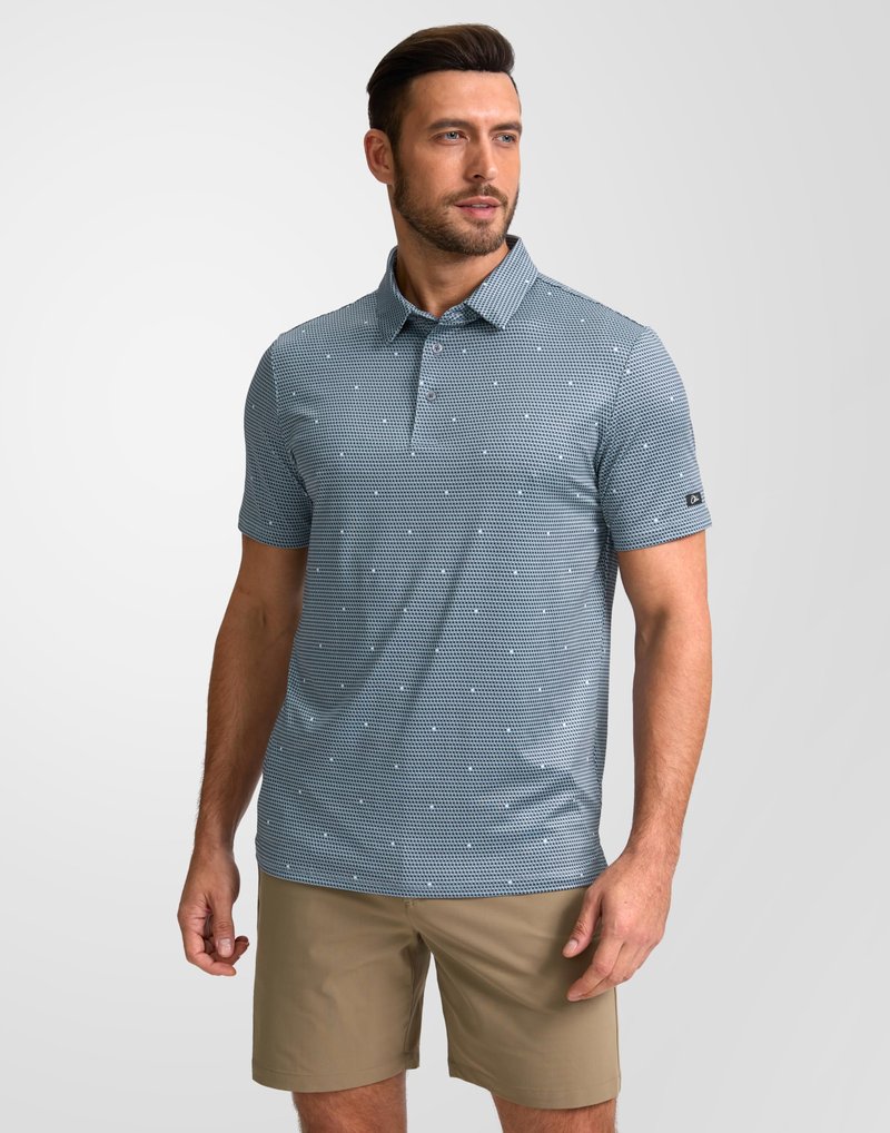 Obla Mens Golf Polo Shirts Short Sleeve Dry Fit Performance Moisture Wicking Casual Print Collared Golf Shirts for Men(Gray Flag_M)