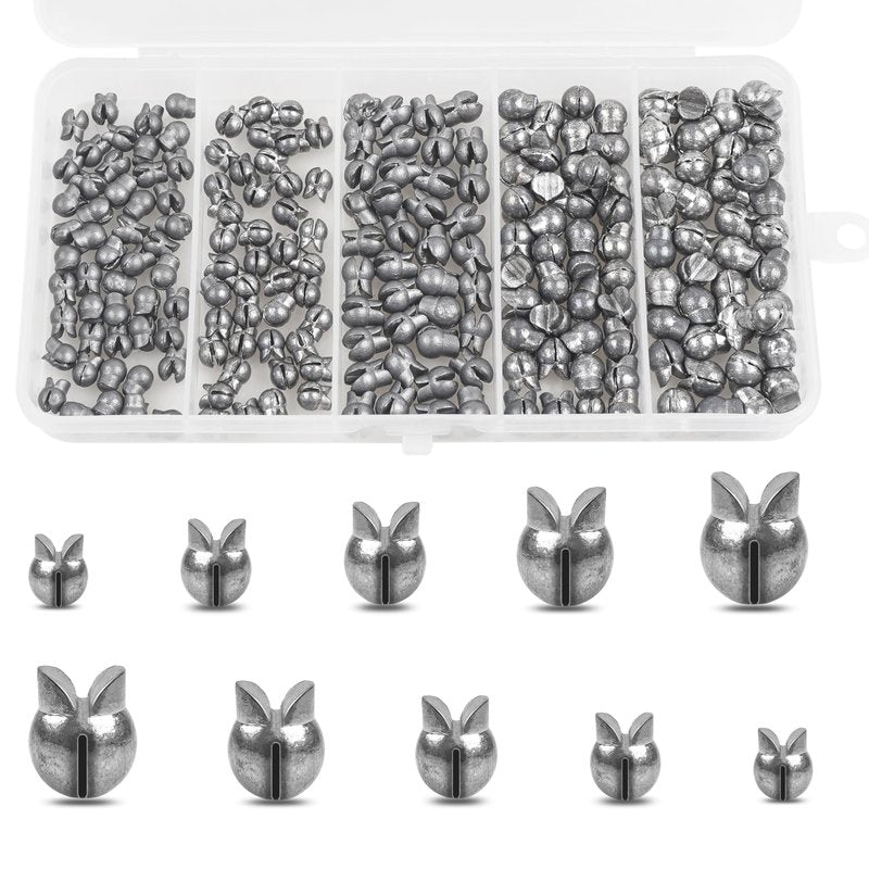 Split Shot Fishing Weights Kit, 180/210pcs Removable Round Fishing Weights Sinkers Clip On Shot Weights Fly Fishing Line Sinkers Fishing Sinkers for Freshwater Saltwater