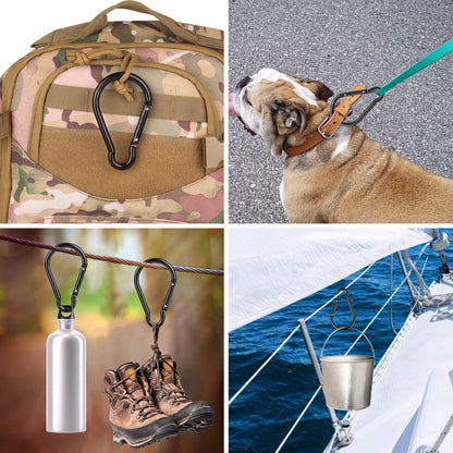CampTek 5PCS 4"/10cm Carabiner, Extra Large 4" Aluminum Carabeaner Keychain Hook,Spring Snap Key Chain Clip