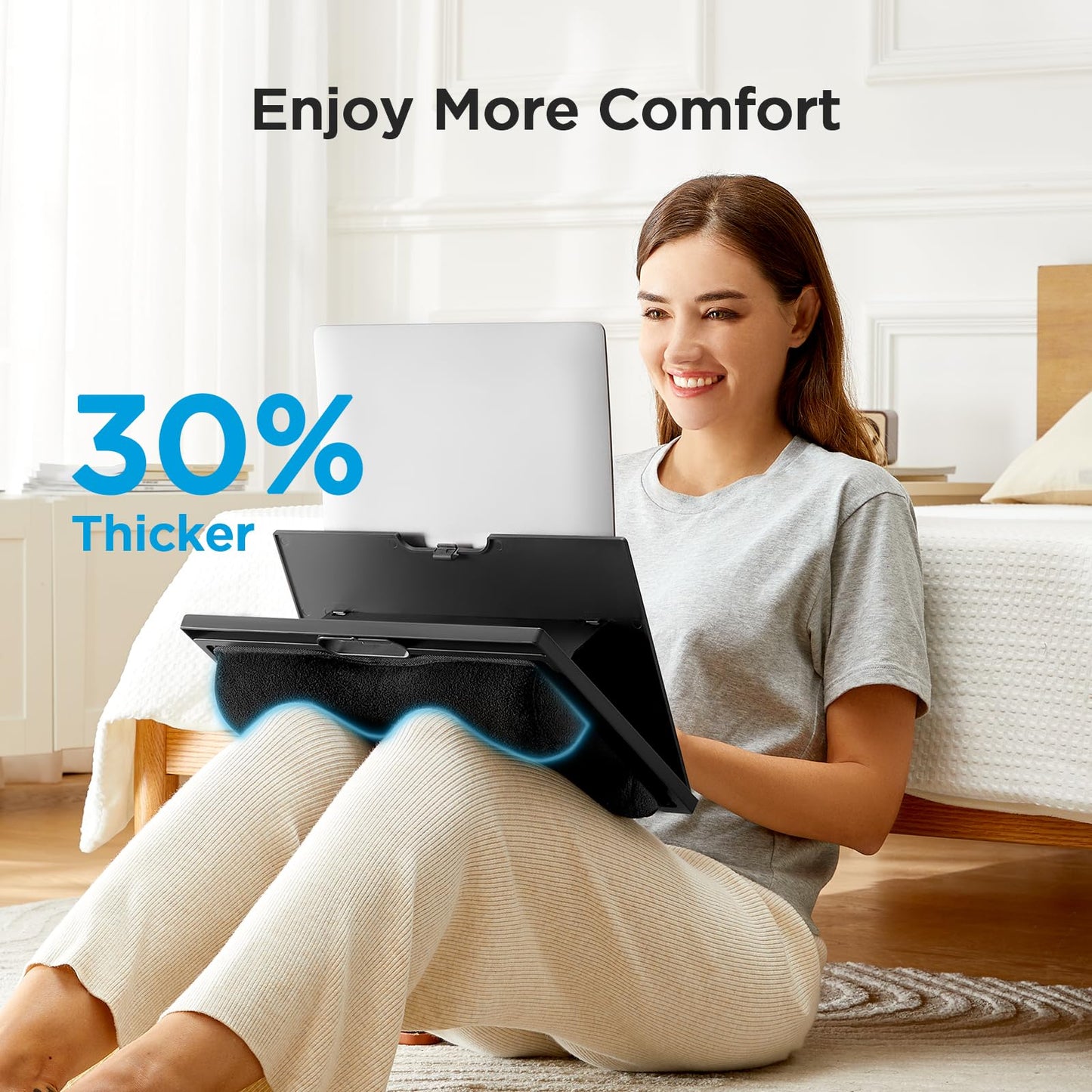 Adjustable Laptop Stand with 8 Angles - Dual Cushion Desk for Sofa, Bed, Car or Work Table by HUANUO