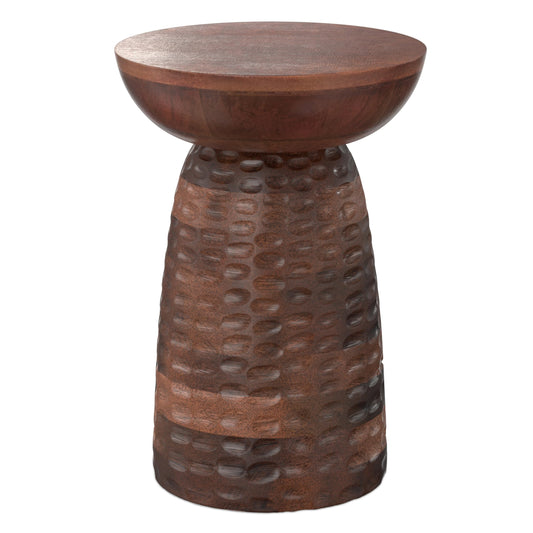 SIMPLIHOME Boyd End Table - 13" Wide x 18" High Solid Mango Wood Round Accent Table in Warm Dark Brown, Handcrafted Contemporary Nightstand or Lamp Stand for Living Room, Bedroom, or Office, Assembled