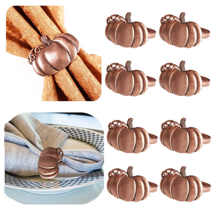 Halloween Napkin Rings Set of 8 Fall Harvest Thanksgiving Pumpkin Napkin Holders Holiday Wedding Dinner Parties Home Table Decoration