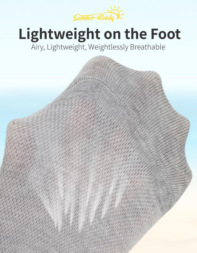 CLOSEMATE Mens No Show Socks Cotton Thin High Elasticity Low Cut Ankle Socks with Non Slip Grips 6 Pairs (6Grey, Size XL)