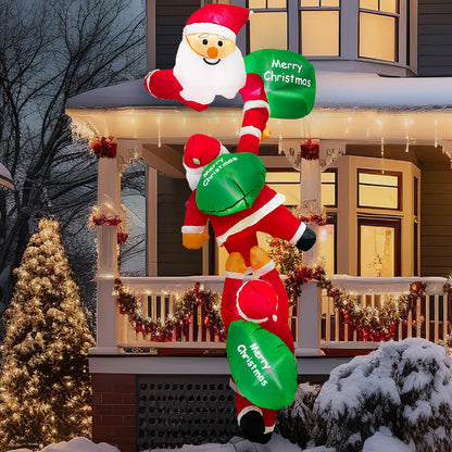 OurWarm 8FT Christmas Inflatables Outdoor Decorations, Climbing Santa Inflatable with Suction Cups, Christmas Blow Up Yard Decor with Built-in LEDs Funny Christmas Inflatable for Outside Window Roof