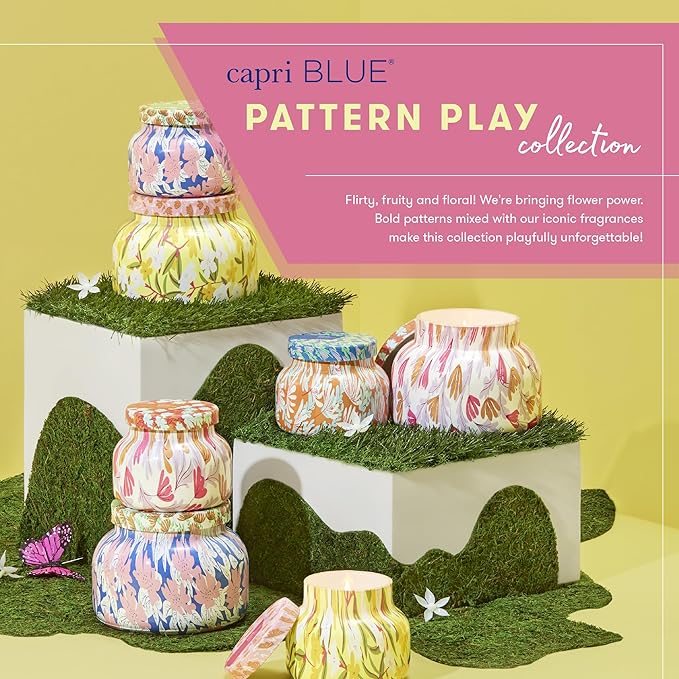 Capri Blue Scented Candles for Women & Men - Pattern Play Travel Tin Small Candles - Soy Wax Blend - Luxury Home Decor with Notes of Vanilla, Tobacco, Bergamot & Sandalwood (Havana Vanilla, 8.5 oz)