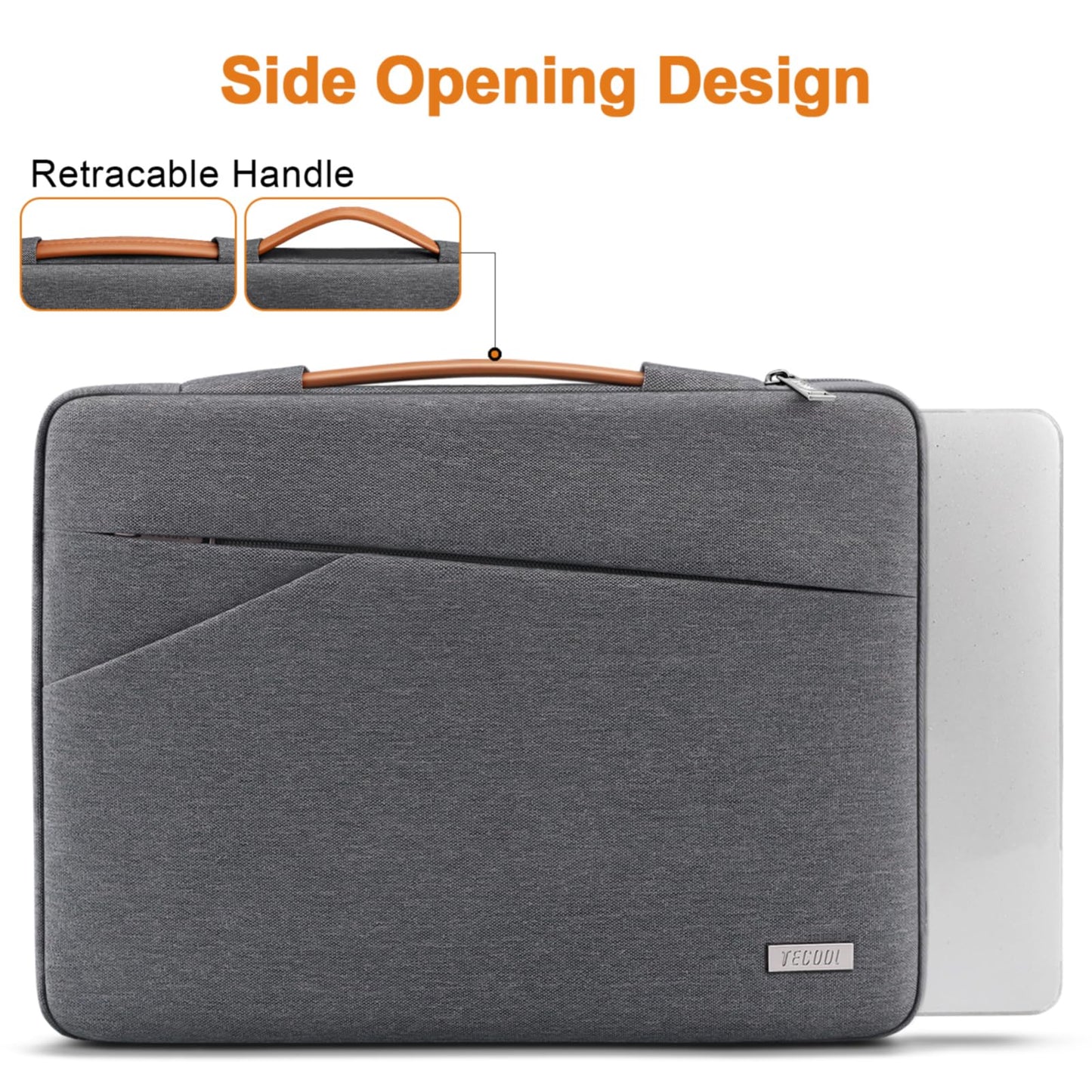 TECOOL 14 Inch Laptop Sleeve Protective Case for 14 Inch HP Lenovo Dell Acer Notebook Chromebook, 15'' MacBook Air M4 M3 M2, Waterproof Computer Case Bag with Handle and Pockets, Dark Grey
