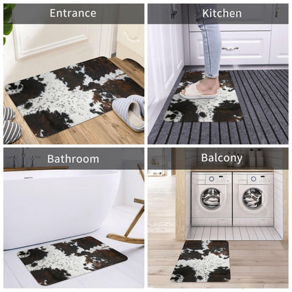 Western Cowhide Cow Print Bath Mats for Bathroom, Soft Absorbent Cow Bath Rug Non-Slip Floor Rug Carpets for Kitchen Bathroom Laundry Bedroom Living Room Decoration