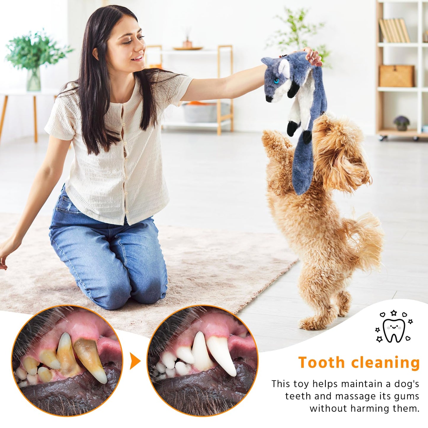Newthinking No Stuffing Dog Toys, 5 Pack Squeaky Dog Toys Indestructible, Soft Plush Dog Toy for Small Medium Large Dogs