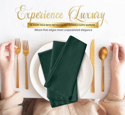 24Pcs Cloth Napkins 17x17 Inches Hunter Green Napkins Cloth Washable with Hemmed Edges for Restaurants, Lunch, Weddings, Decoration, Banquets, Party, Event - Reusable Bulk Linen Dinner Table Napkin