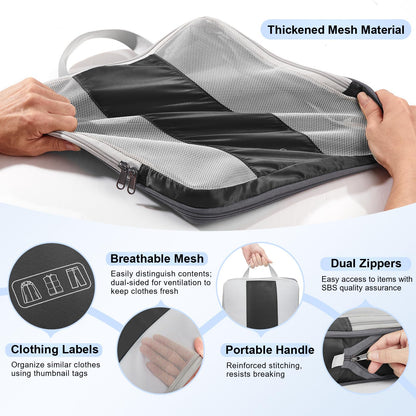 10 Set Compression Packing Cubes for Travel Essentials,Compressible Expandable Packing Cubes for Suitcase,OlarHike Luggage Organizer Bags for Travel,Handy Helper for Organizing Clothes(Black)