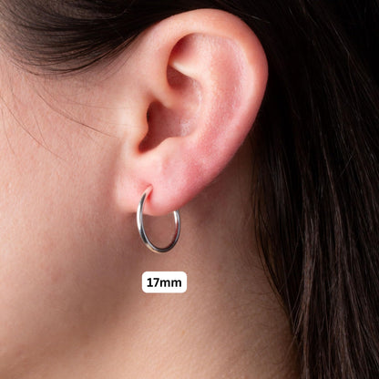 Aloha Earrings - Clip On Hoop Earrings for Women - Silver and Gold-Tone Brass Spring Hoops for Non-Pierced Ears