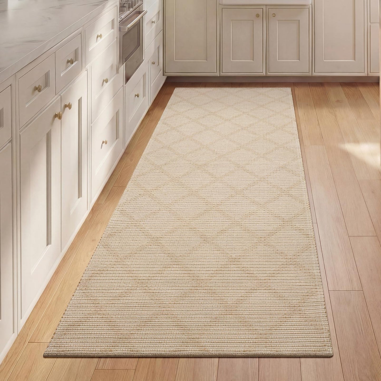 QiCaiJia 2x6 Washable Rug, Non Slip Runners for Hallways, Ultra Thin Woven Floor Mat, Boho Cotton Kitchen Rugs for Living Room Bedroom Dining Room Entryway (2'x6', Brown)