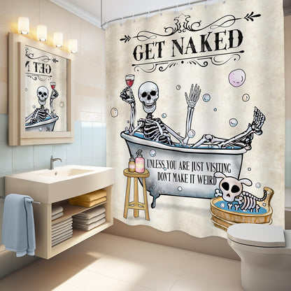 LGhtyro Funny Skull Skeleton Shower Curtain Gothic Spooky Cool Unique Hilarious Bone in Bathtub Bubbles Dog Halloween Bathroom Set 60Wx71H Inches Bath Accessories Art Home Decor Fabric 12 Pack Hooks