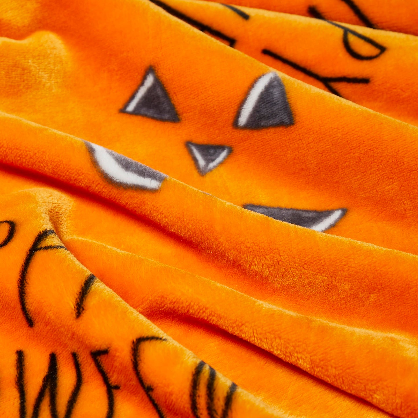 Rae Dunn Throw Blanket- Soft, Decorative Blankets for Bed or Couch, Cozy Throws for Sofa, Soft Plush Throw Embroidered Happy Halloween, 50 inches x 70 inches