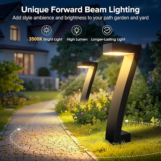 WdtPro Solar Lights Outdoor Pathway Lights, 4 Pack Upgraded Bright LED Outdoor Solar Light for Outside, IP65 Waterproof Solar Garden Light for Yard, Driveway, Walkway, Landscape, Patio Decor
