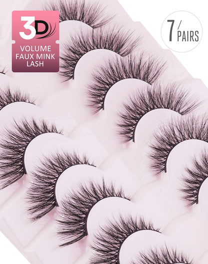 Onlyall Cat Eye Lashes Mink Lashes Fluffy Eyelashes Cat Eye False Lashes Fox Eye Lashes 7 Pairs F02