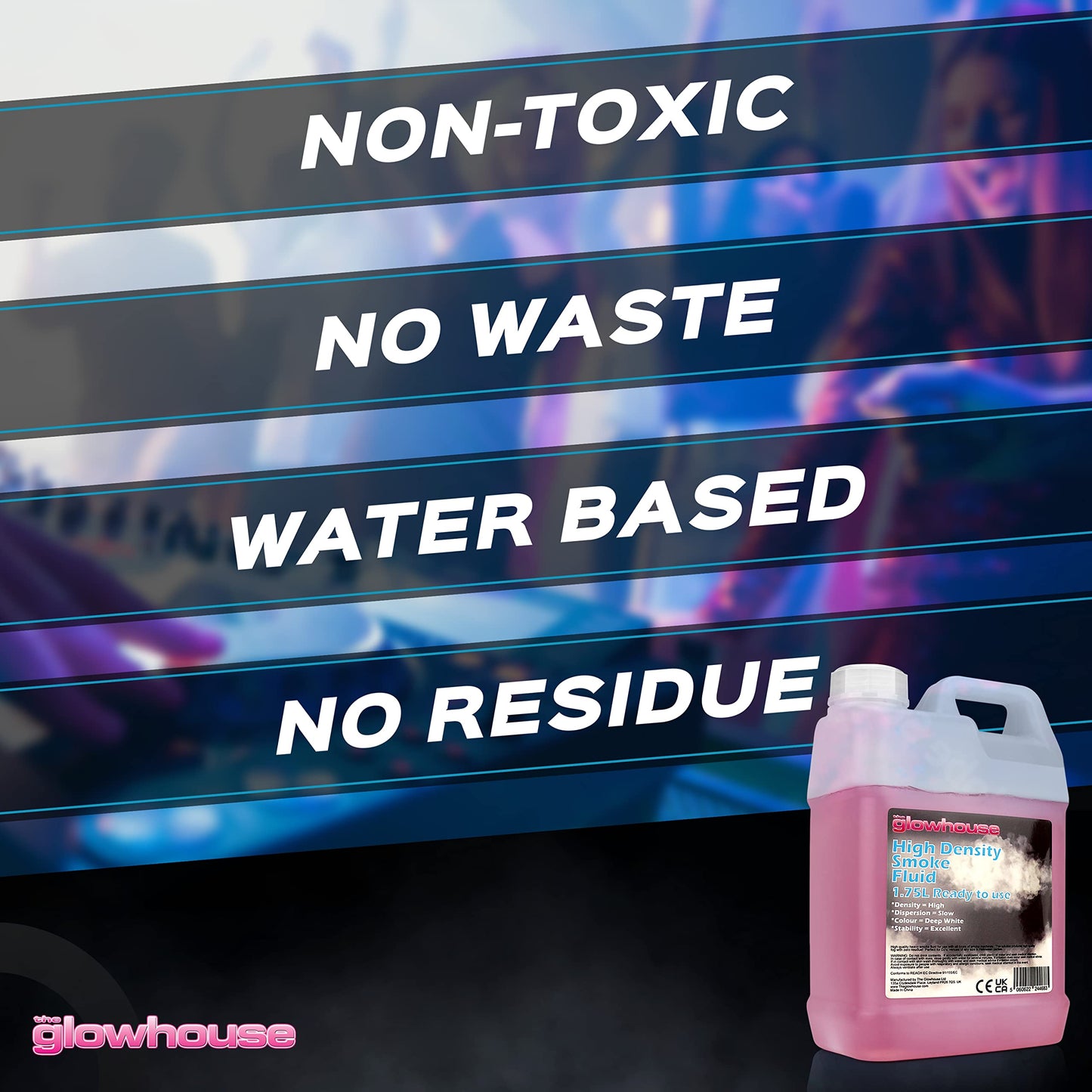 The Glowhouse Fog Machine Liquid, Super High Density Fog Juice for Fog Machine, Universal 59fl.oz Smoke Juice, Haze and Mist Effect, Fog Fluid for Party Atmosphere