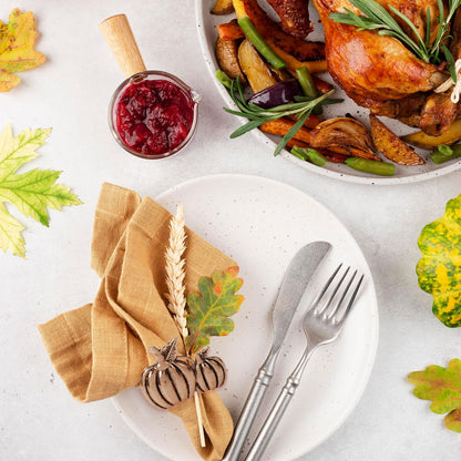 Getfitsoo Copper Pumpkin Napkin Rings - Set of 6, Thanksgiving & Halloween Table Holders