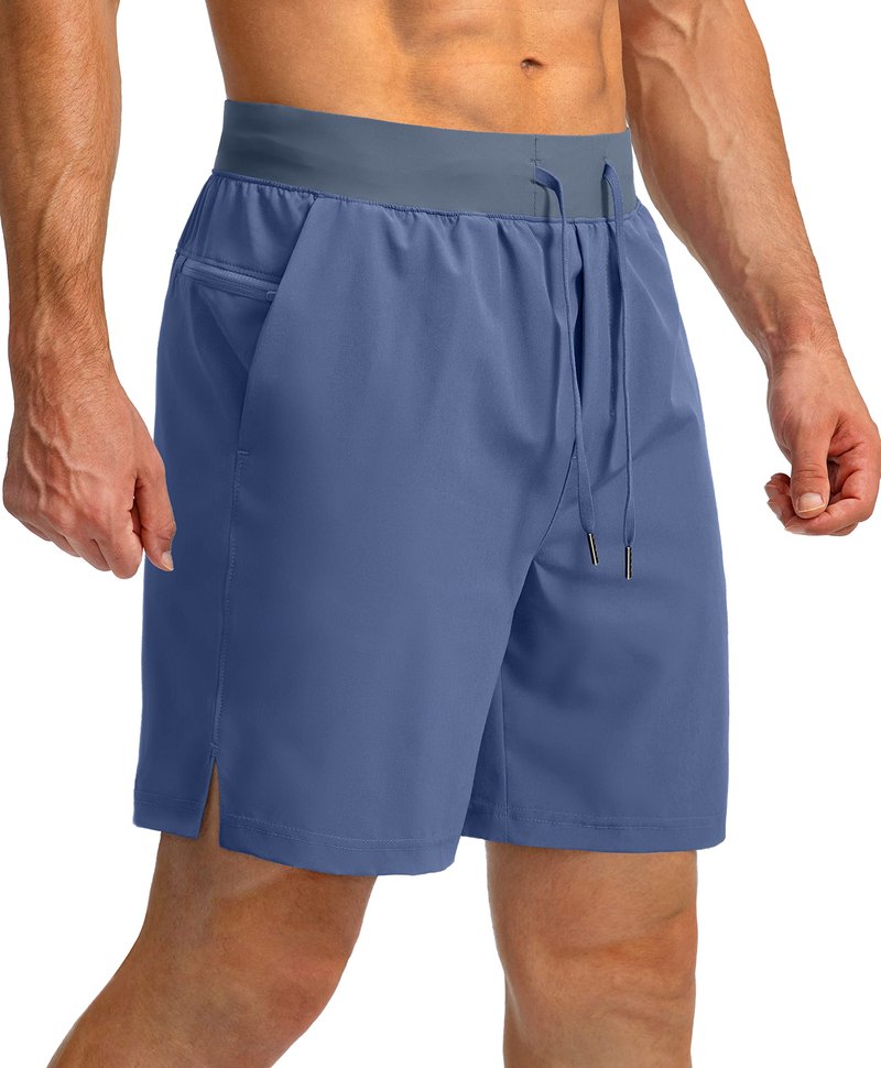 Soothfeel Men's Running Shorts with Zipper Pockets 7 Inch Lightweight Quick Dry Gym Athletic Workout Shorts for Men (Blue, S)