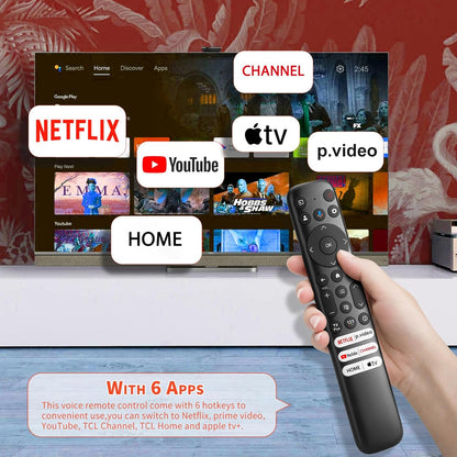 Voice Replacement Remote for TCL Google TV Remote, Compatible with TCL Q6/Q7/QM8/S3/S4 Series（Not Applicable to Roku TVs）