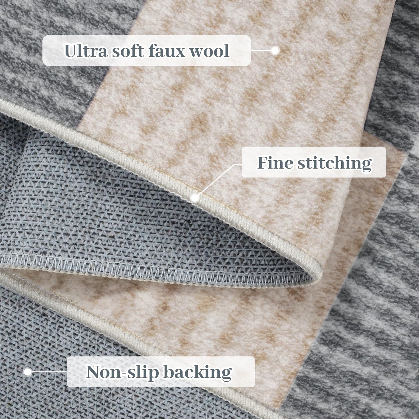 LIVEBOX Machine Washable Area Rug 6x9 Checkered, Non Slip Soft Large Bedroom Living Room Rug Farmhouse Neutral Classic Geometric Pattern Boys Rug, Indoor Carpet for Den Dorm Playroom(Grey,6'x9')