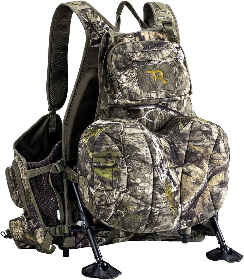 Turkey Hunting Vest with Frame & Seat - Camo, Memory Foam Cushion, Multi-Pocket Storage | Adjustable Lightweight Gear for Men & Women