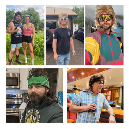 Auguyist Mullet Wig for Men, Joe Dirt, Emo, 80s Costume, Halloween Accessory (Dark Brown)