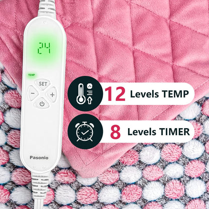 XL Full Weighted Heating Pad for Back Pain, Cramps, Relief - - 2.3lb Large Electric Heat Pad for Neck and Shoulders - Hot Heated Pad with Auto Shut Off, Stay on- (XL 12"x24" Pink) - PYQ0F