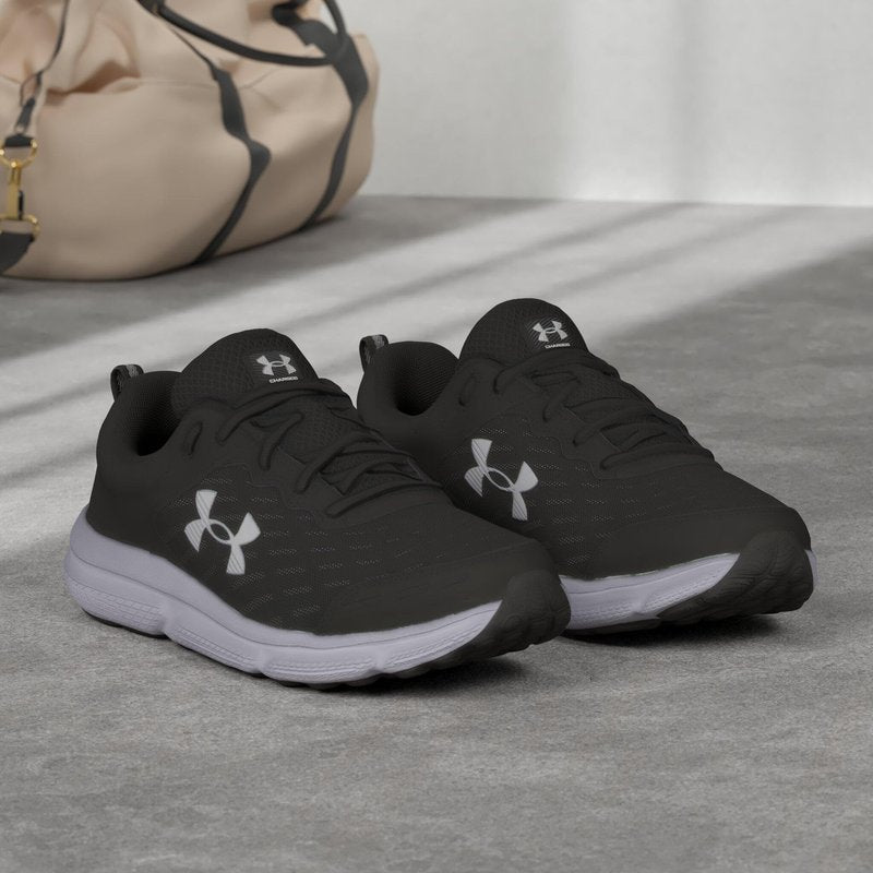 Under Armour Men's Charged Assert 10 Shoes, (001) Black/Black/White, 9 Wide
