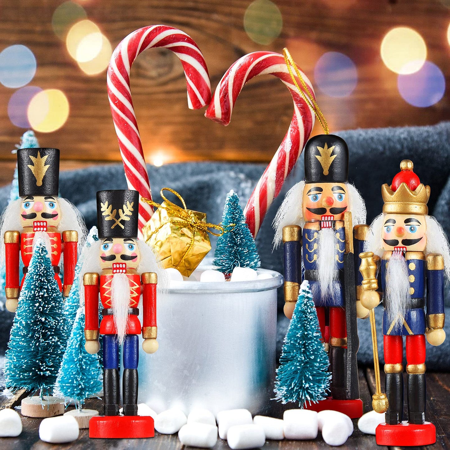 Aoriher 12 Pcs Christmas Nutcracker Ornament Small Wooden Soldier Hanging Decorations Nutcracker Figure Ornament for Christmas Tree Figure Decoration Gift
