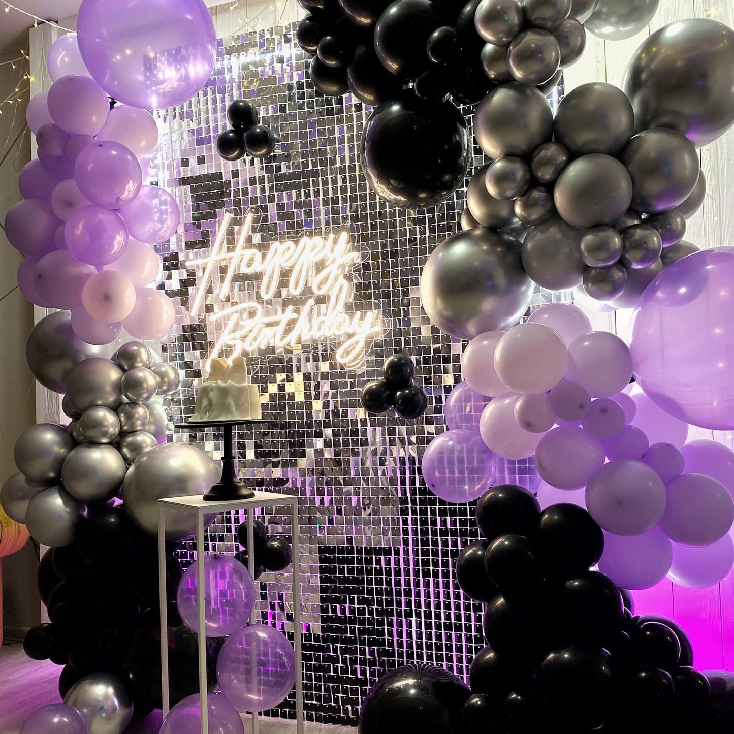 Purple and Black Balloons, 12 Inch Metallic Purple Dark Purple Black Balloons with Purple Confetti Latex Balloons for Halloween Birthday Wedding Graduations Balloons Party Decorations