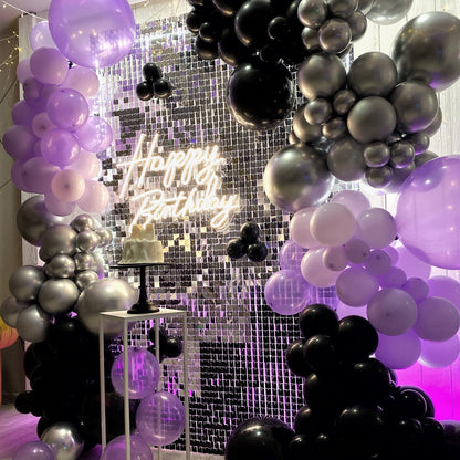 Purple and Black Balloons, 12 Inch Metallic Purple Dark Purple Black Balloons with Purple Confetti Latex Balloons for Halloween Birthday Wedding Graduations Balloons Party Decorations