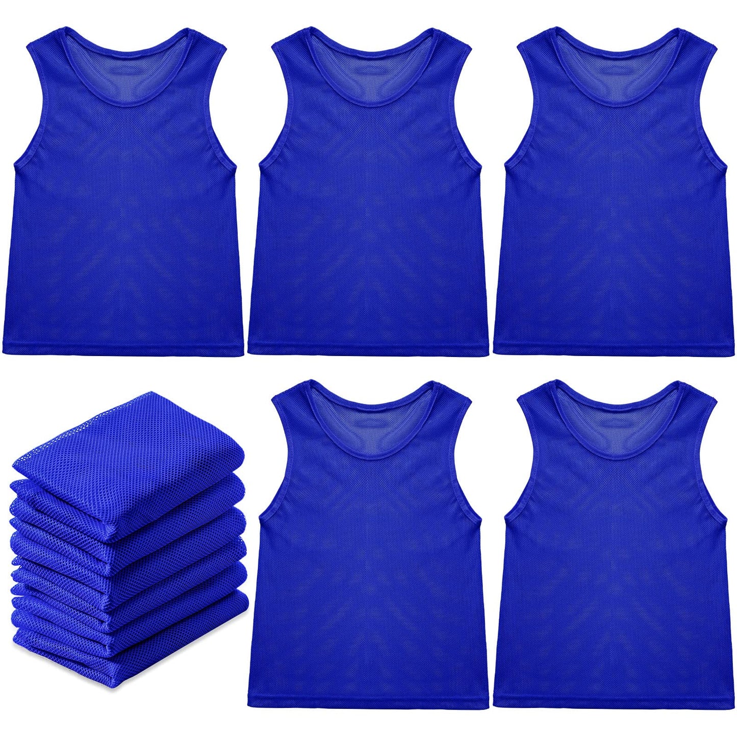 Sintege 12 Pcs Soccer Pinnies Pennies Jersey Scrimmage Vest Sports Practice Jersey Mesh Basketball Vest for Youth Adult Kids(Small,Dark Blue)
