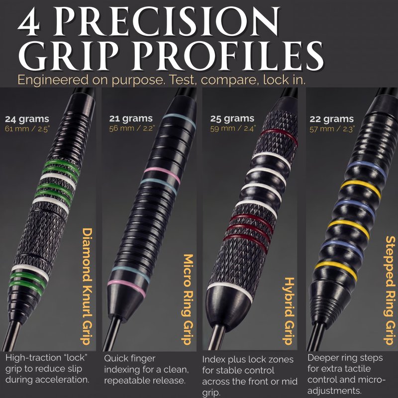 IgnatGames Steel Tip Darts, 12 Pack Urban Legends with Multi-Zone Grips, TwinForce 1.4" Aluminum Shafts, 32 GlideXPro Flights, Magnetic Gift Box