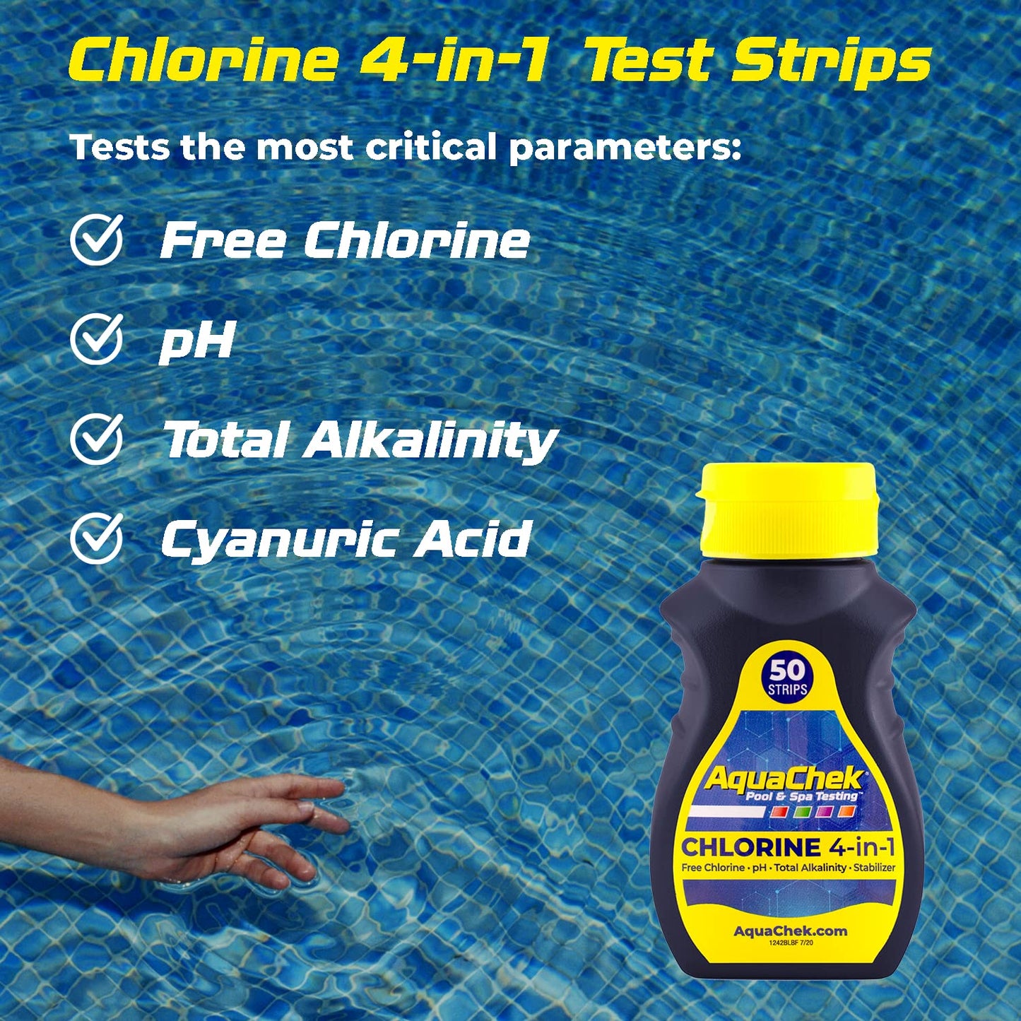 AquaChek 511244A Swimming Pool and Spa Test Strip, Yellow