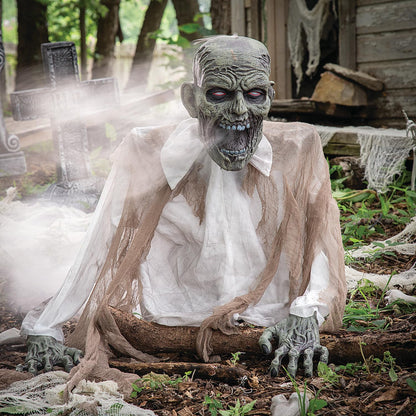 Morris Costumes Animated Zombie Halloween Prop Decoration with Fog