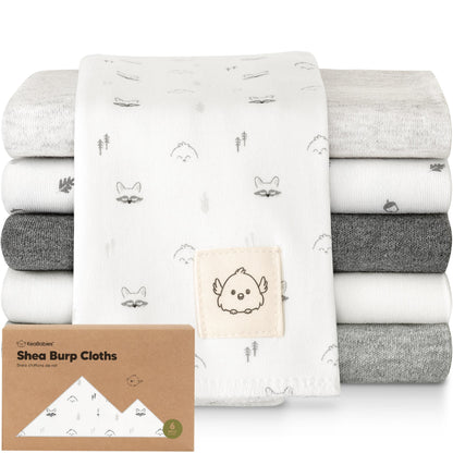 Organic Burp Cloths Baby Boy, Girl - 6-Pack Large Cotton Burping Cloths for Babies, Spit Up Rags, Super Absorbent, Ultra Soft Newborn Rag, Gender Neutral, Machine Washable, Durable (Neutrals)