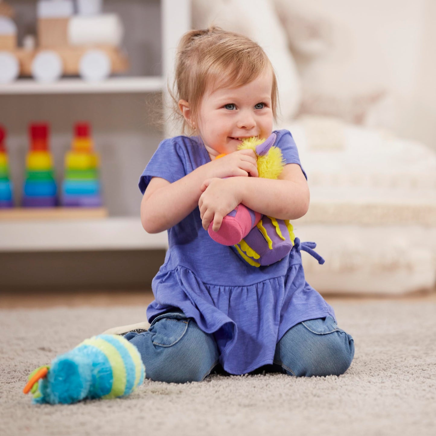 Melissa & Doug Fuzzy Monster Bowling Pins and Ball with Mesh Storage Bag - 8 Pieces Toddler Plush Indoor Bowling Set, for Toddlers and Kids Ages 2+