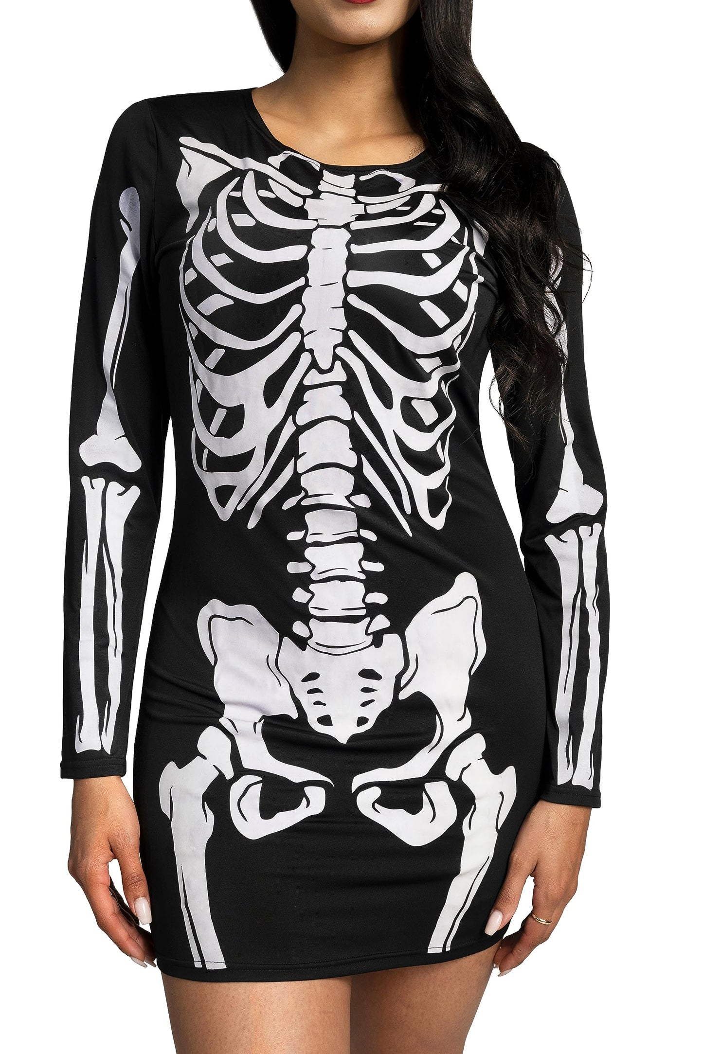 Spooktacular Creations Skeleton Dress Women, Glow in The Dark Skeleton Costume, Halloween Costumes for Women Adult 2025 Black