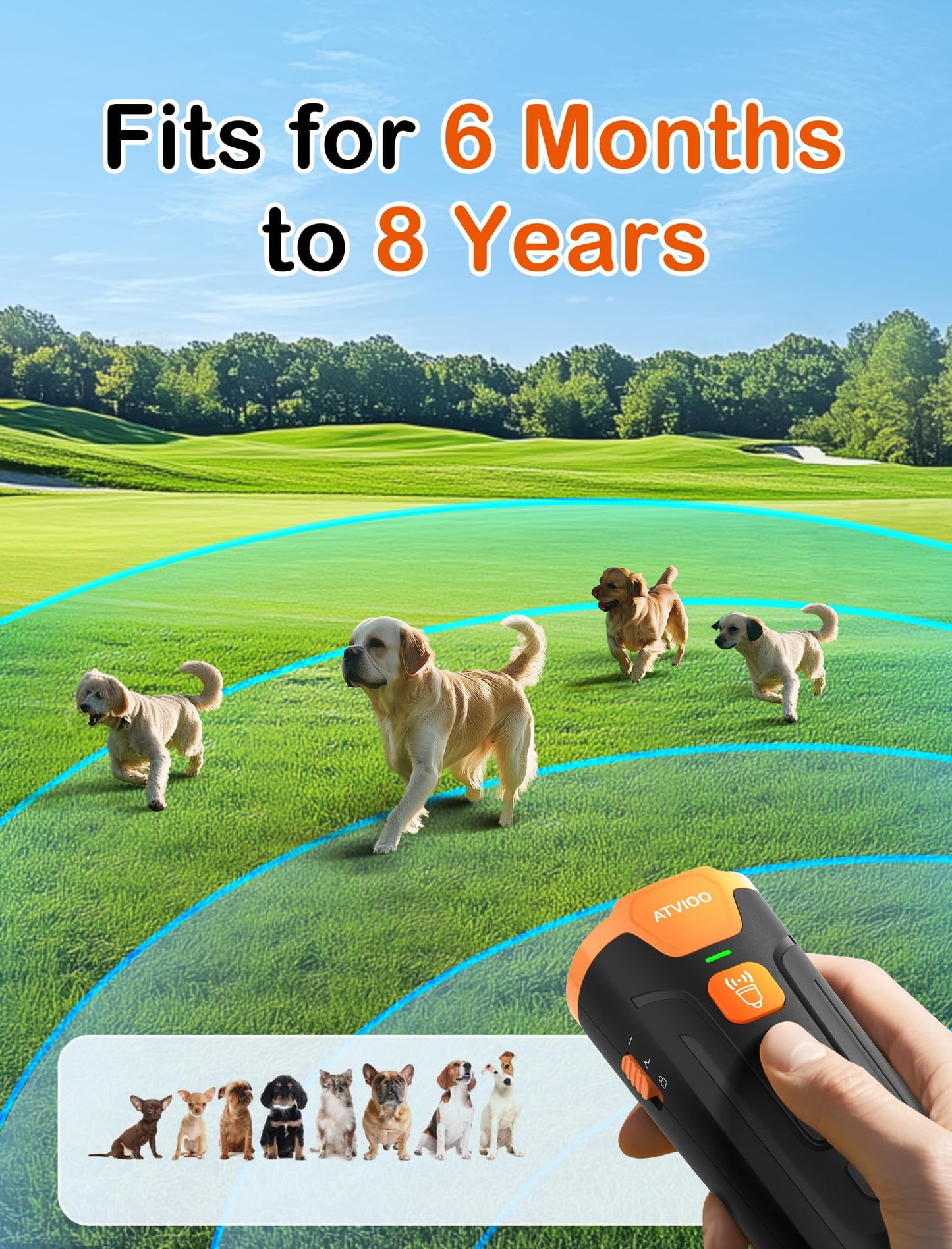 Dog Bark Deterrent Device - Ultrasonic Anti-Barking Devices with 3X Sonic Emitters, Fit for 6 Months to 8 Years & Rechargeable Bark Control - Safe for Dogs Training - Indoor & Outdoor (Black)