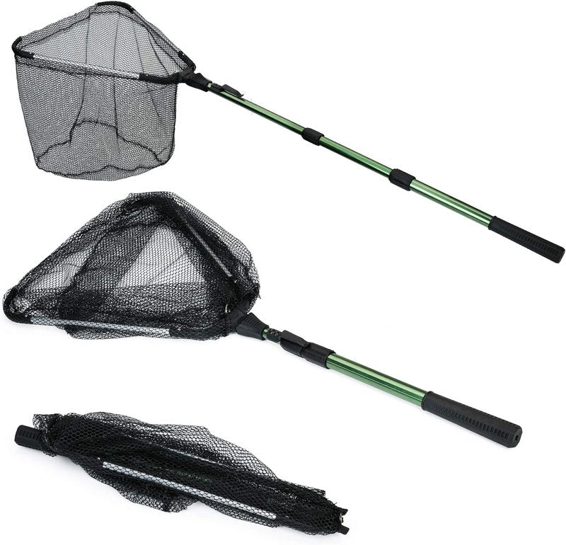 Fishing Landing Net with Telescoping Pole Handle - Extendable 40-63 Inches for Freshwater Use