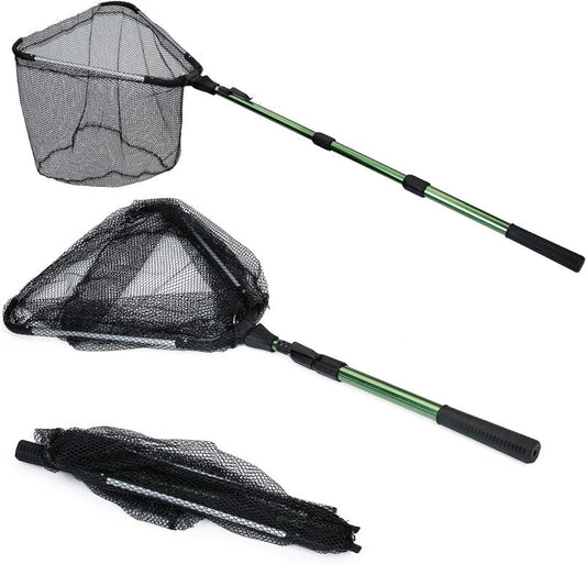 Fishing Landing Net with Telescoping Pole Handle - Extendable 40-63 Inches for Freshwater Use
